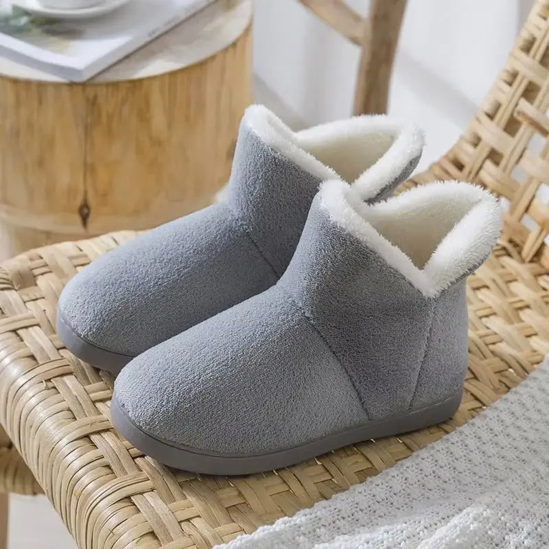 Chaussons d'hiver rembourrés pour femmes, coloris gris.